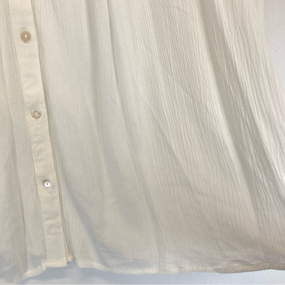 Caffe Marrakesh Top Womens M Button Up Embroidered Ruched Back Long Sleeves - Picture 11 of 16